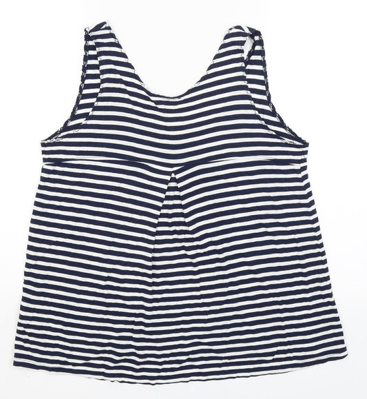 TU Womens White Striped  Basic Tank Size 12
