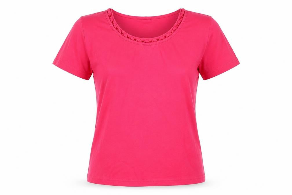 Womens UK Size 14 Isle Pink Basic T-Shirt