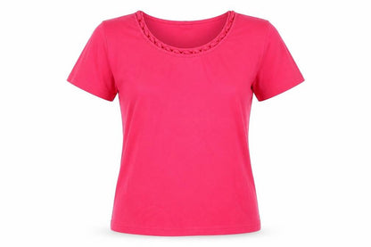 Womens UK Size 14 Isle Pink Basic T-Shirt