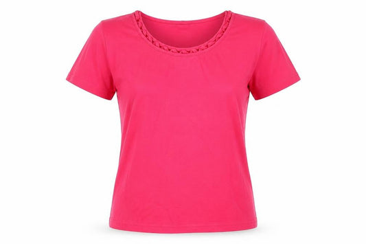 Womens UK Size 14 Isle Pink Basic T-Shirt