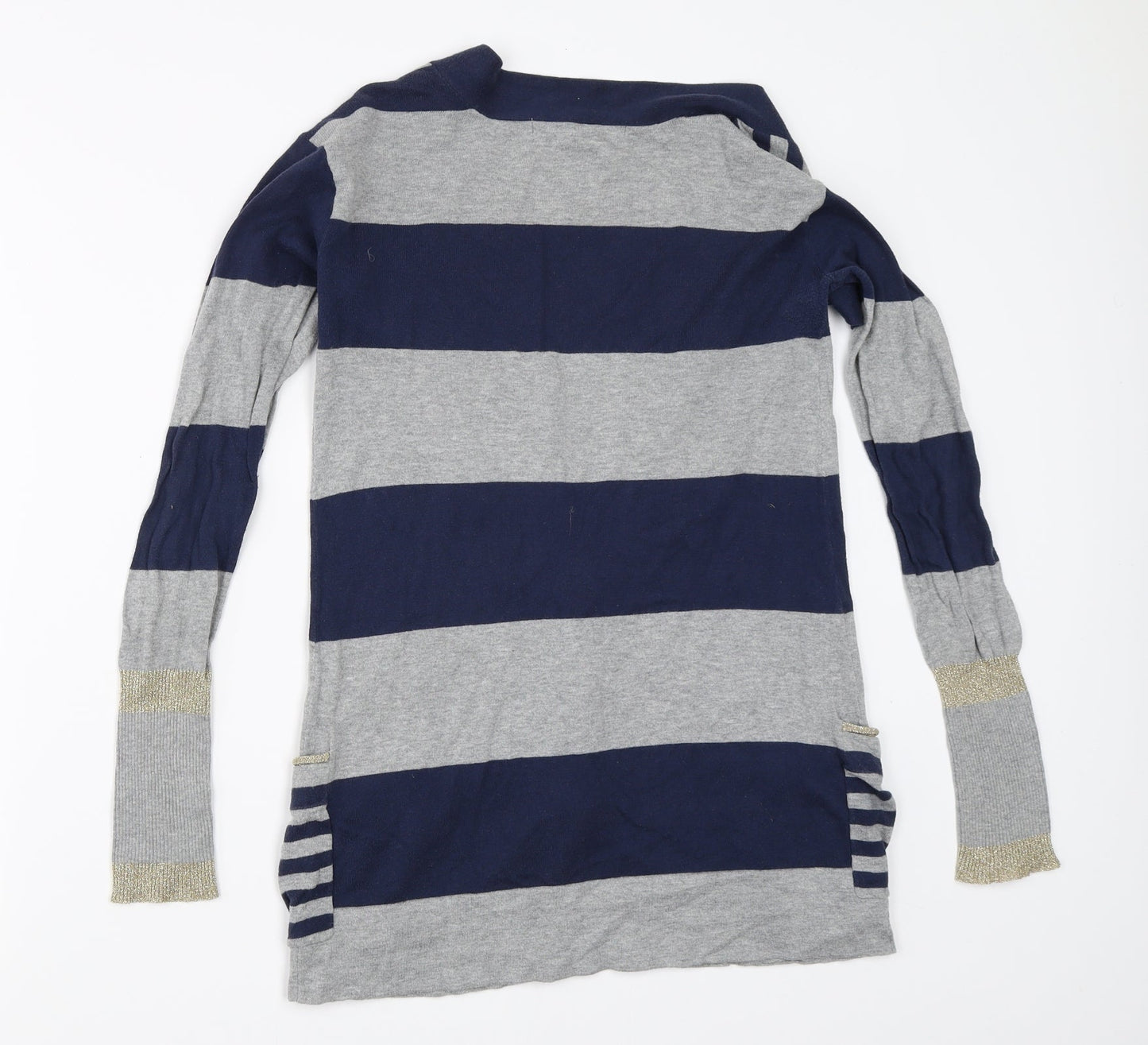 River Island Womens Grey Striped  Cardigan Jumper Size 6