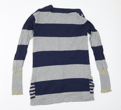 River Island Womens Grey Striped  Cardigan Jumper Size 6