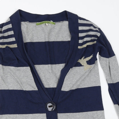 River Island Womens Grey Striped  Cardigan Jumper Size 6
