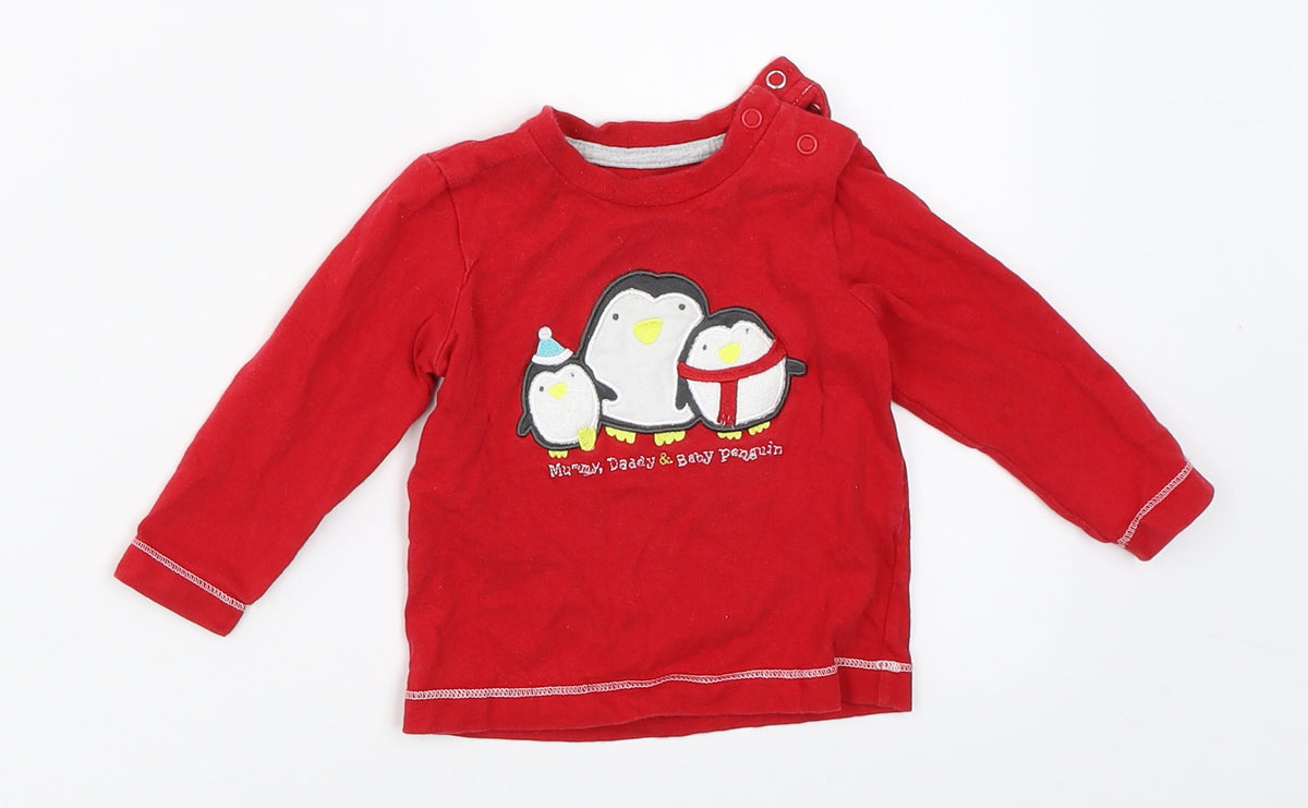 Additional front view of BHS girls’ red basic t-shirt, size 6-9, months