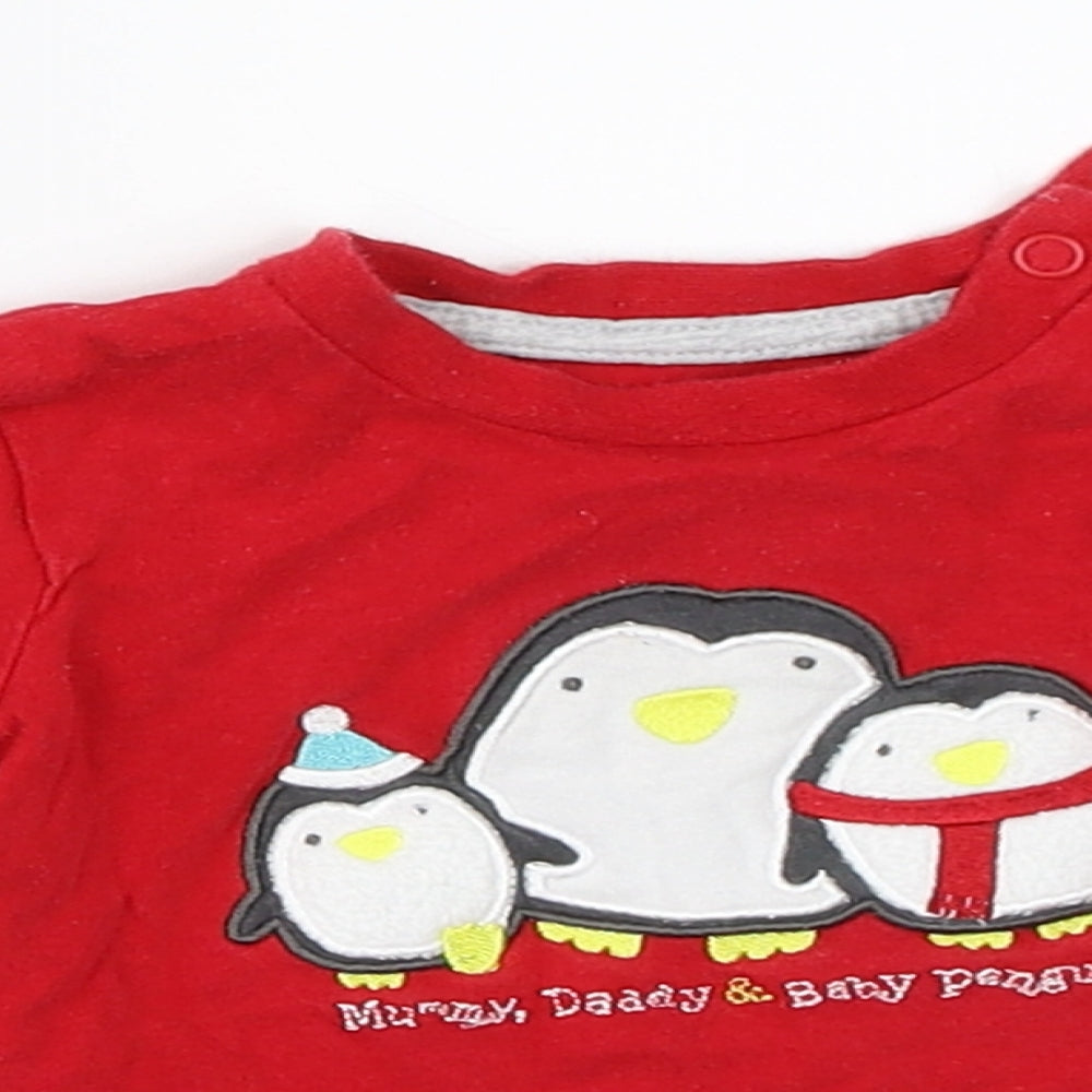 Close-up detail of BHS girls’ red basic t-shirt, size 6-9, months
