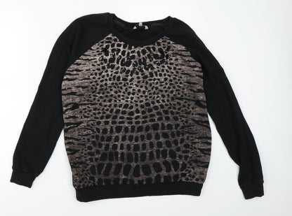 Peacocks Womens Black   Pullover Sweatshirt Size S