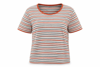 New Look Womens White Striped  Basic T-Shirt Size 12