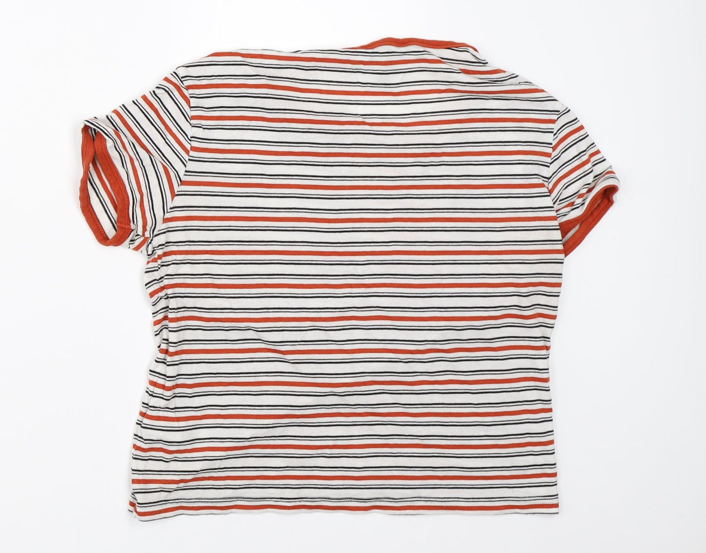 New Look Womens White Striped  Basic T-Shirt Size 12