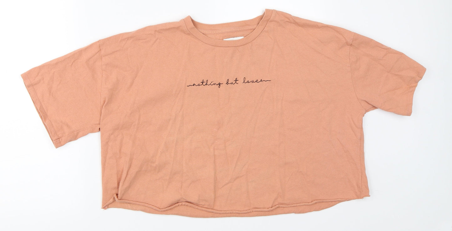 Womens UK Size 12 Topshop Orange Basic T-Shirt
