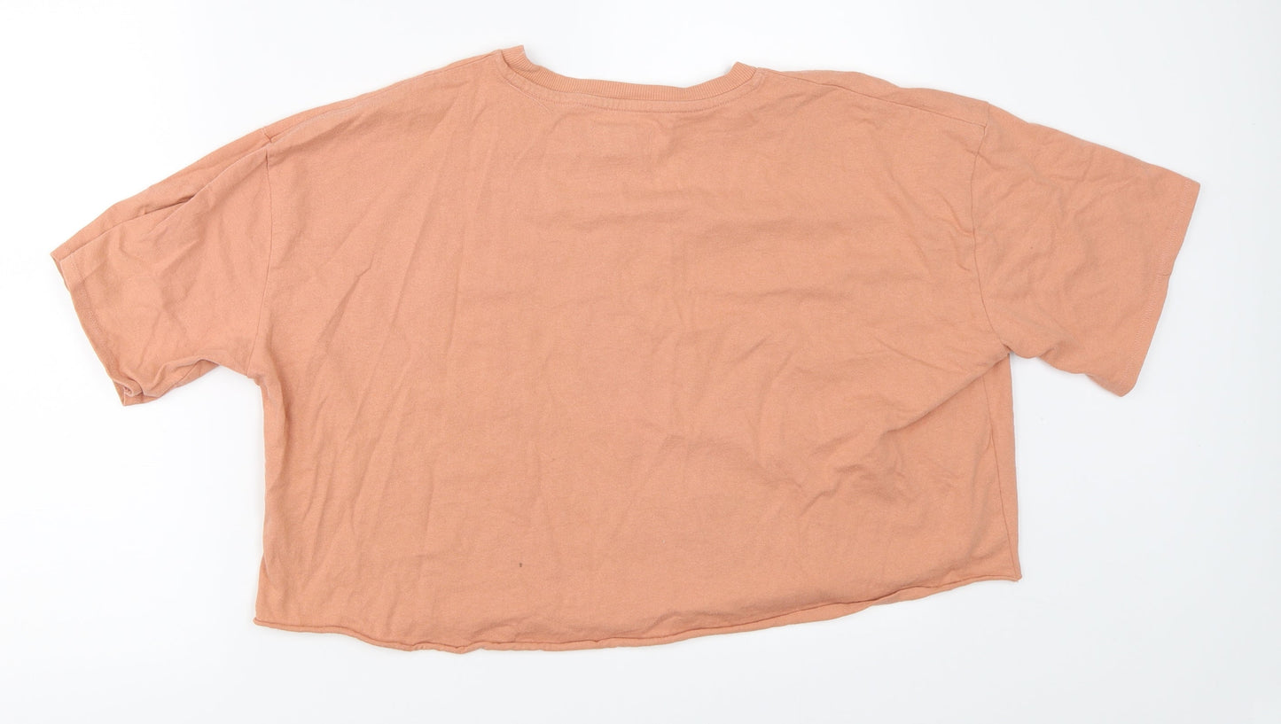 Womens UK Size 12 Topshop Orange Basic T-Shirt