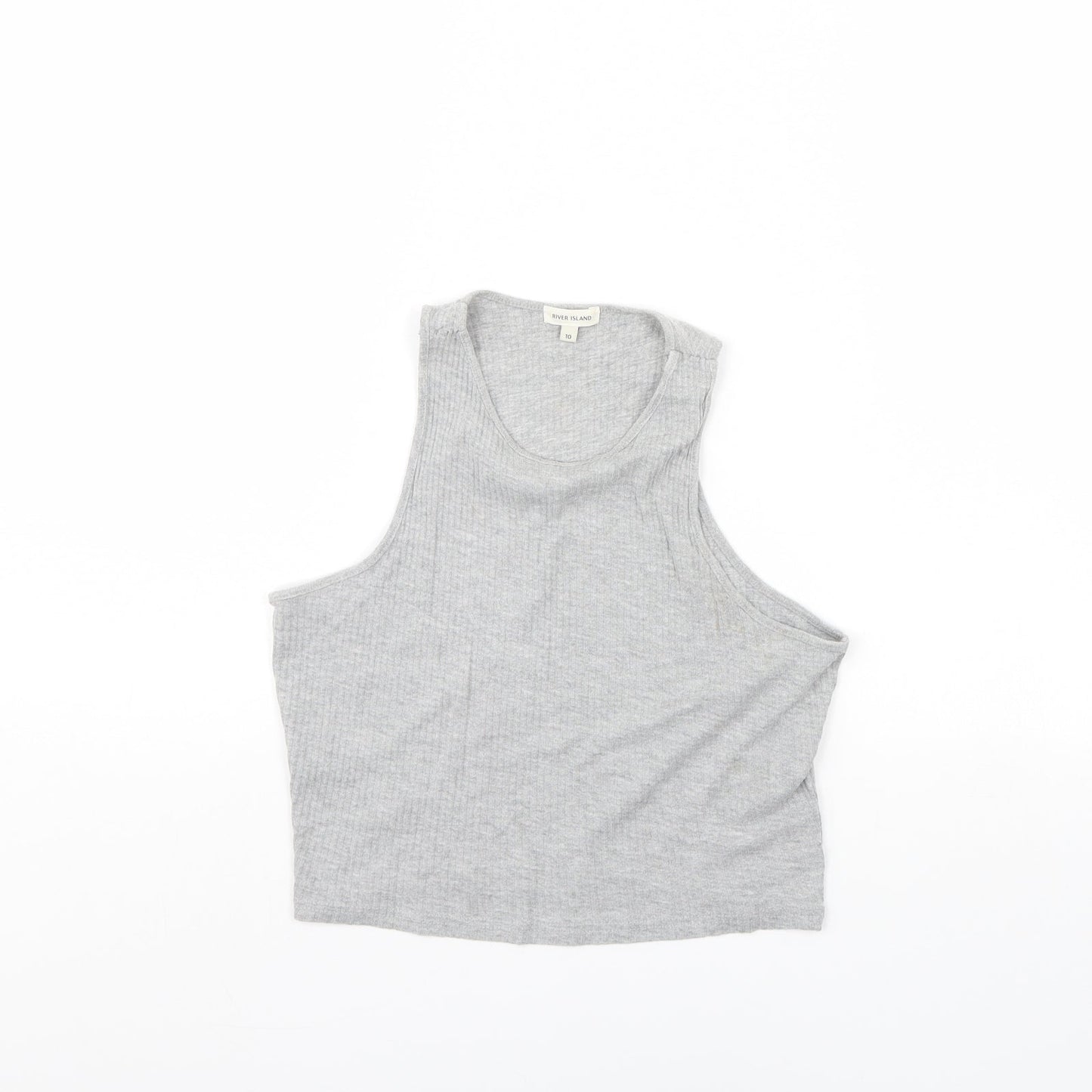 Womens UK Size 10 River Island Grey Cropped Tank