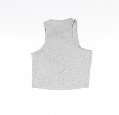 Womens UK Size 10 River Island Grey Cropped Tank
