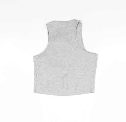 Womens UK Size 10 River Island Grey Cropped Tank