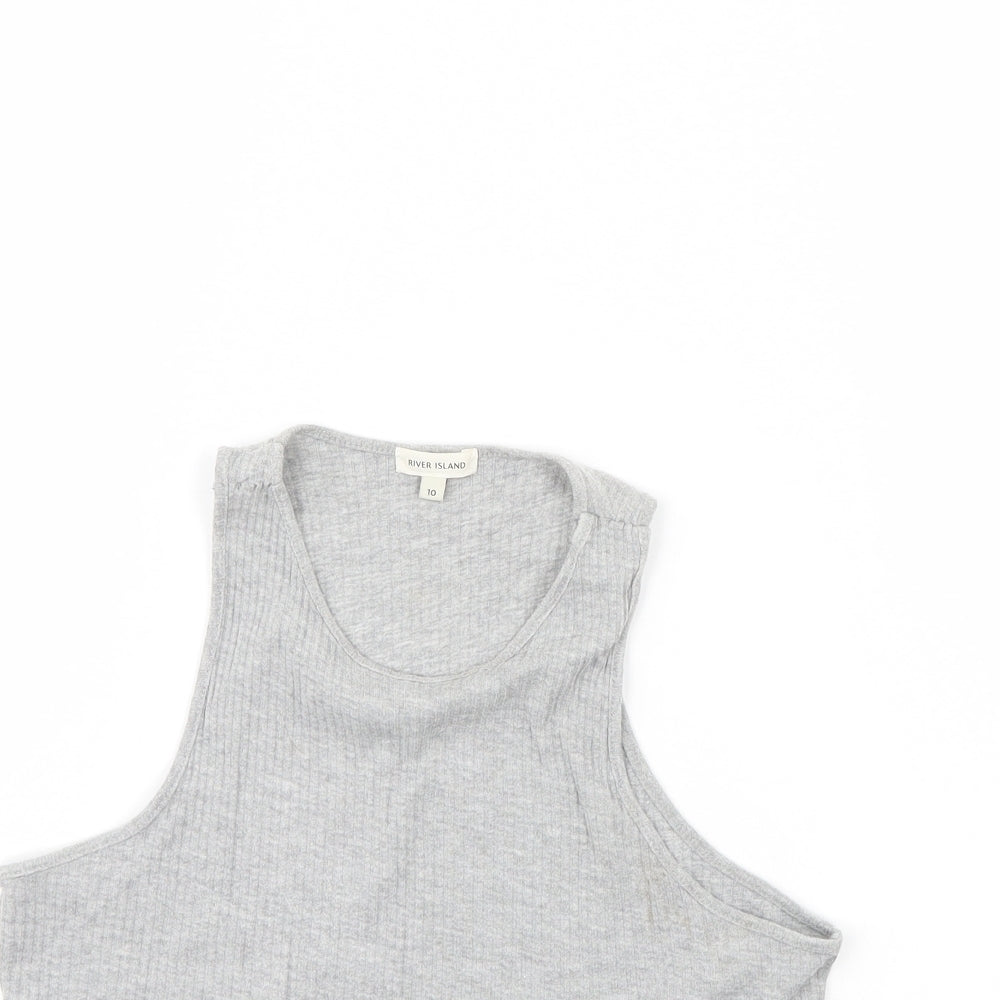 Womens UK Size 10 River Island Grey Cropped Tank