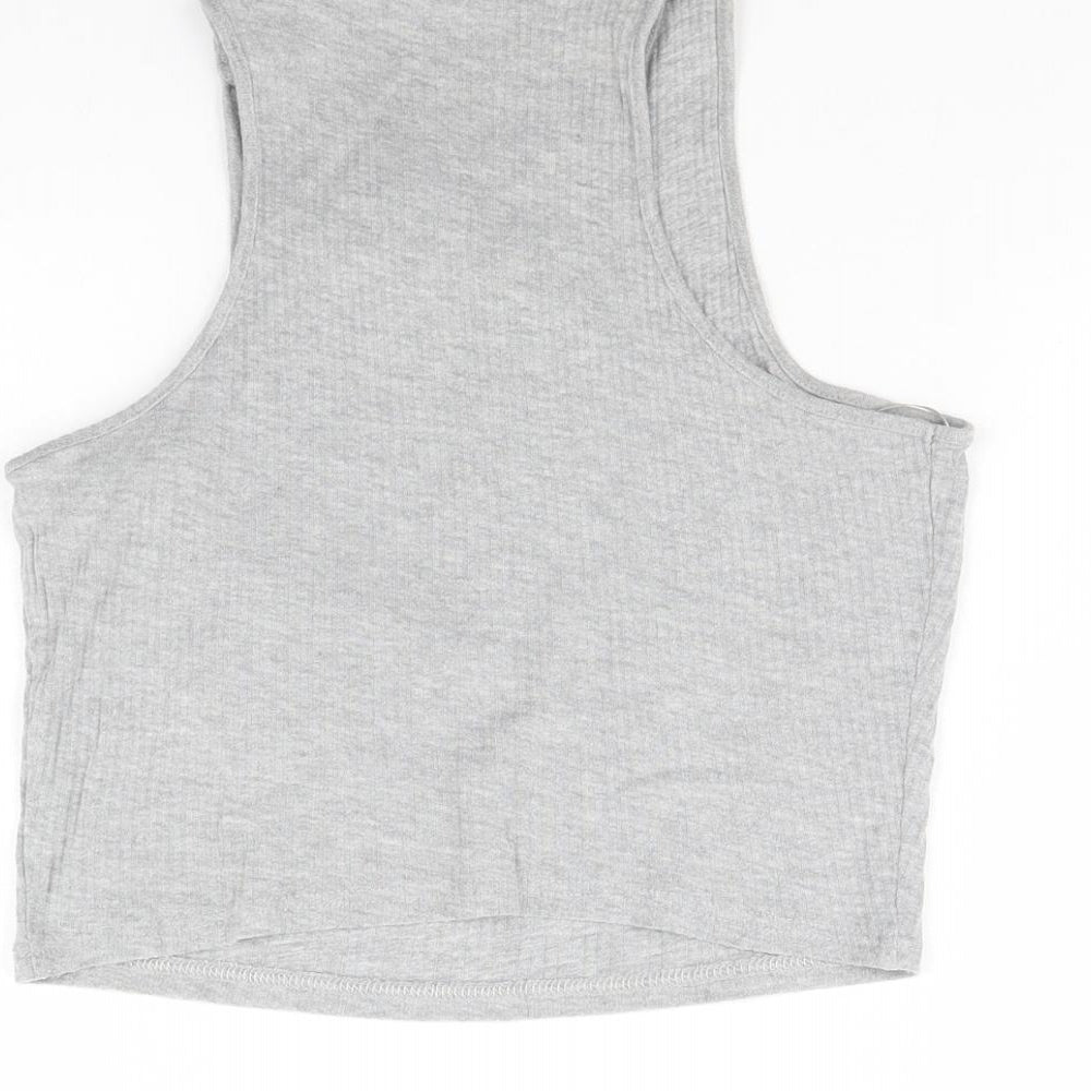Womens UK Size 10 River Island Grey Cropped Tank