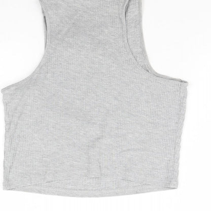 Womens UK Size 10 River Island Grey Cropped Tank