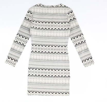 Topshop Womens Ivory Geometric  Bodycon  Size 8