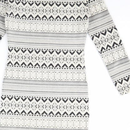 Topshop Womens Ivory Geometric  Bodycon  Size 8