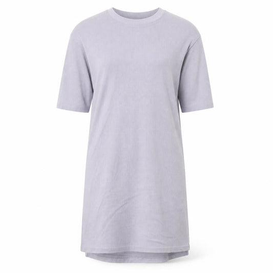 Front view of ASOS women’s purple t-shirt dress, size UK 6