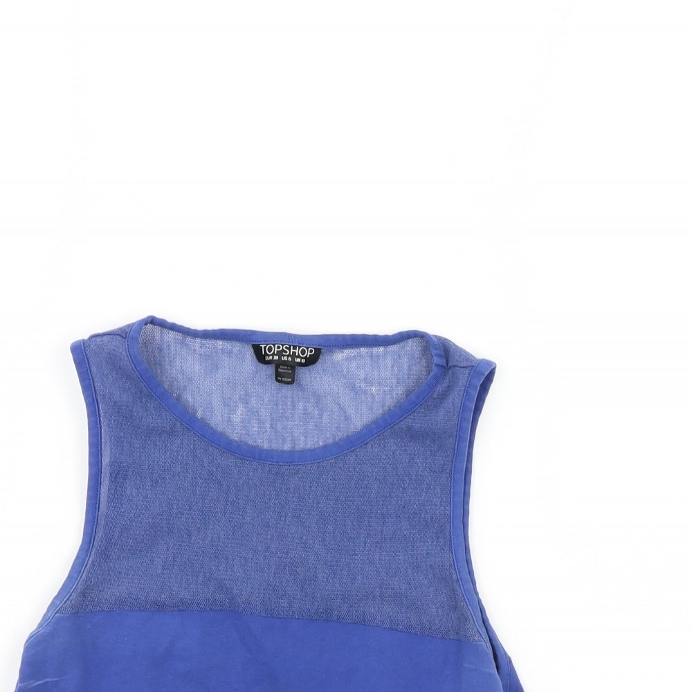 Womens UK Size 10 Topshop Blue Cropped Tank