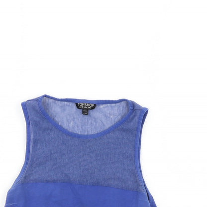 Womens UK Size 10 Topshop Blue Cropped Tank
