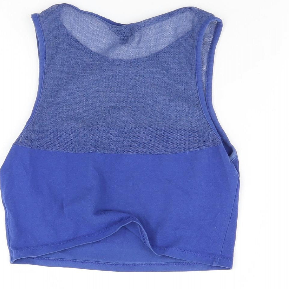 Womens UK Size 10 Topshop Blue Cropped Tank