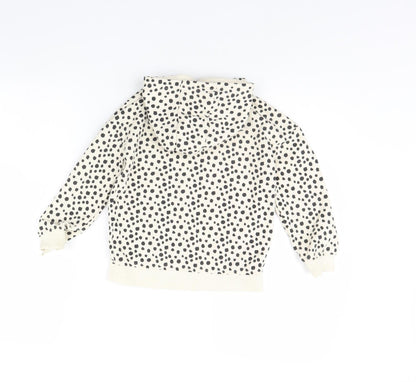 Primark Girls Beige Animal Print  Pullover Hoodie Size 5 Years  - happy vibes