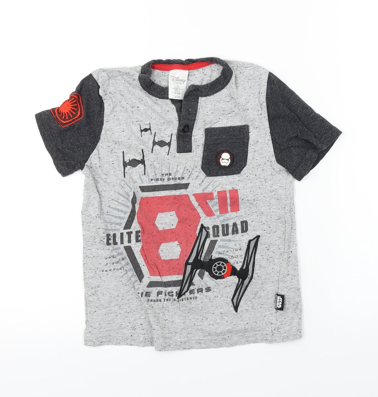 Disney  Boys Grey   Basic T-Shirt Size 7-8 Years