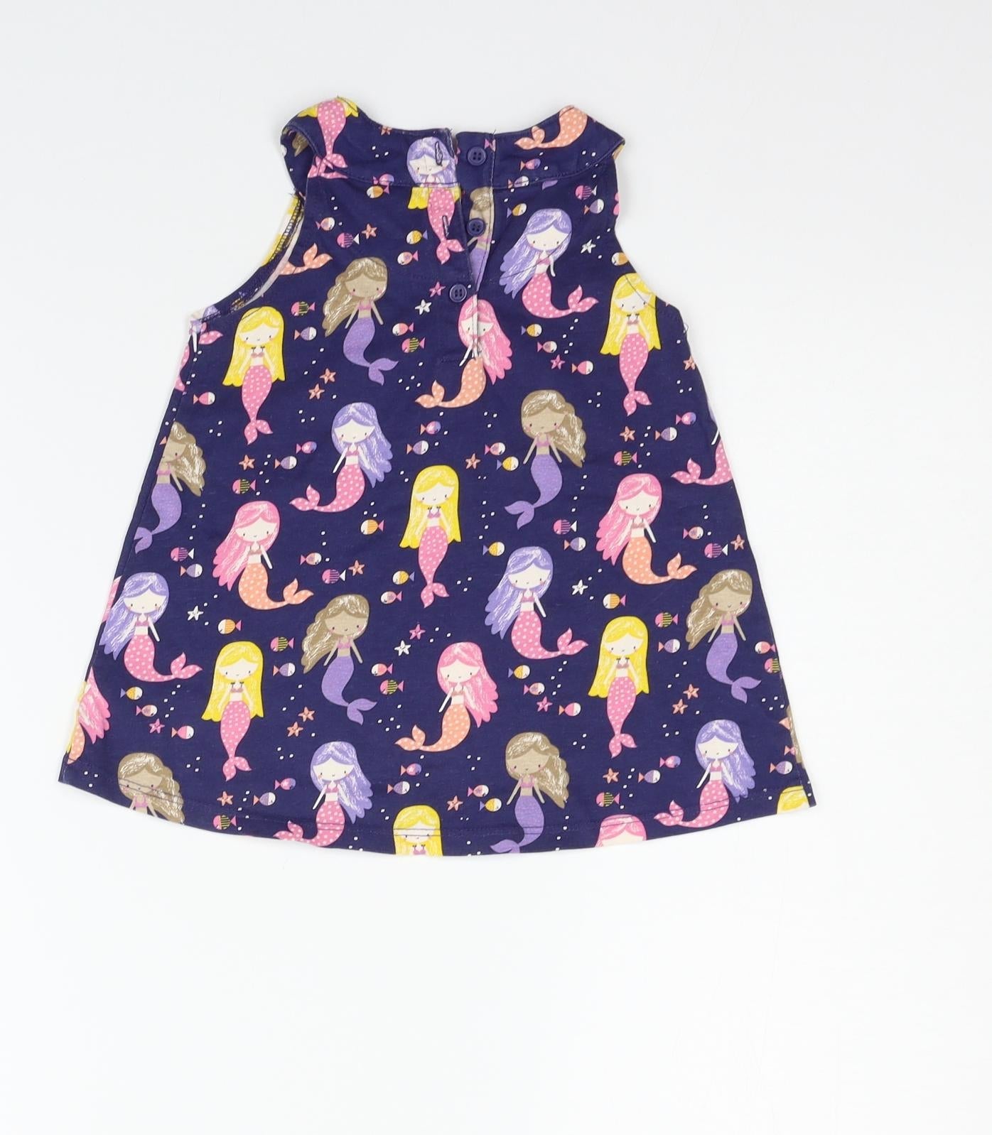 Mini Club Girls Blue Geometric  T-Shirt Dress  Size 12-18 Months
