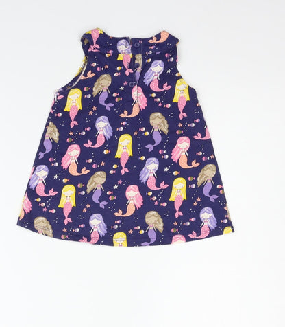 Mini Club Girls Blue Geometric  T-Shirt Dress  Size 12-18 Months