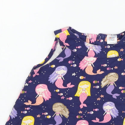 Mini Club Girls Blue Geometric  T-Shirt Dress  Size 12-18 Months