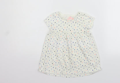 F&F Girls White Geometric  Basic T-Shirt Size 12-18 Months
