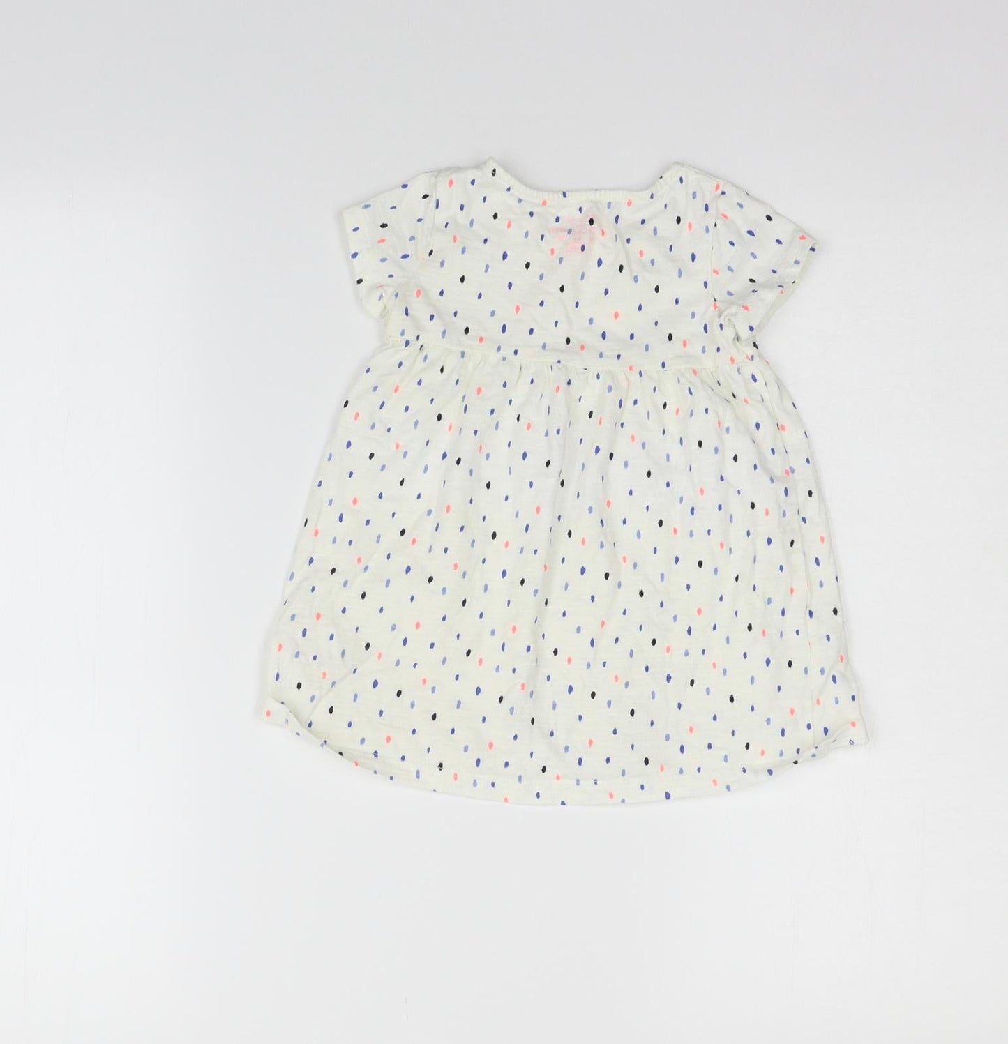 F&F Girls White Geometric  Basic T-Shirt Size 12-18 Months