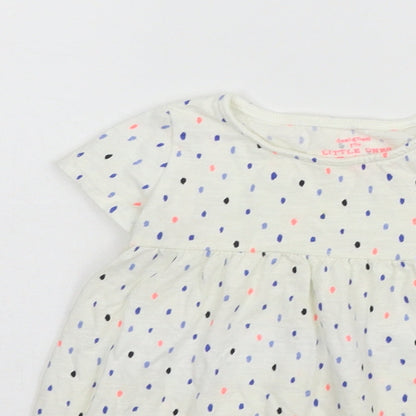 F&F Girls White Geometric  Basic T-Shirt Size 12-18 Months