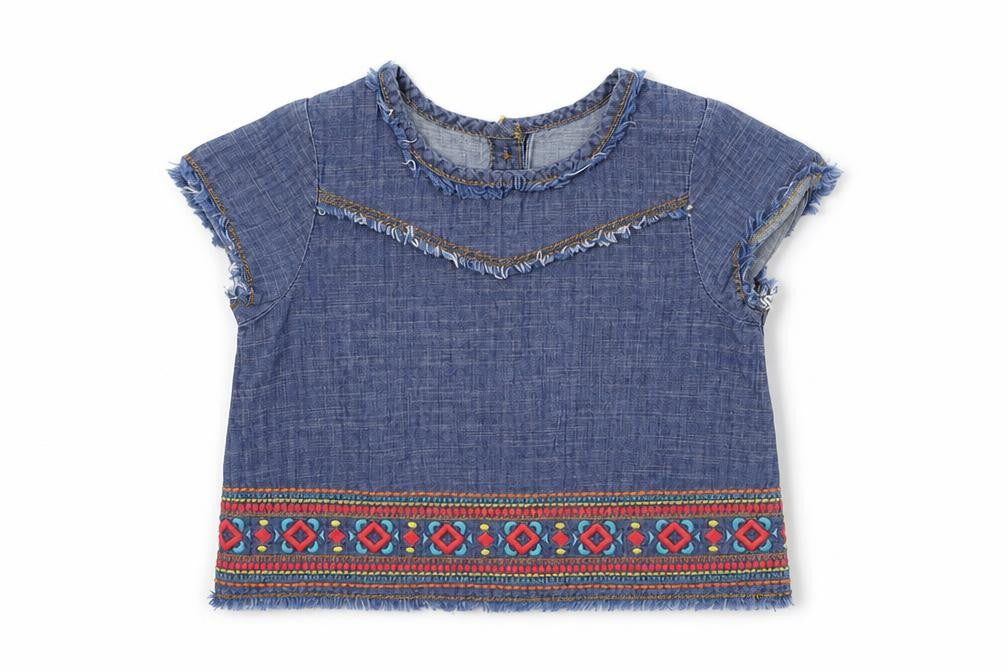 Front view of Matalan girls’ blue basic polo, size 12-18, months
