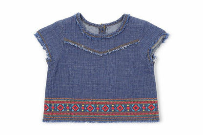Front view of Matalan girls’ blue basic polo, size 12-18, months