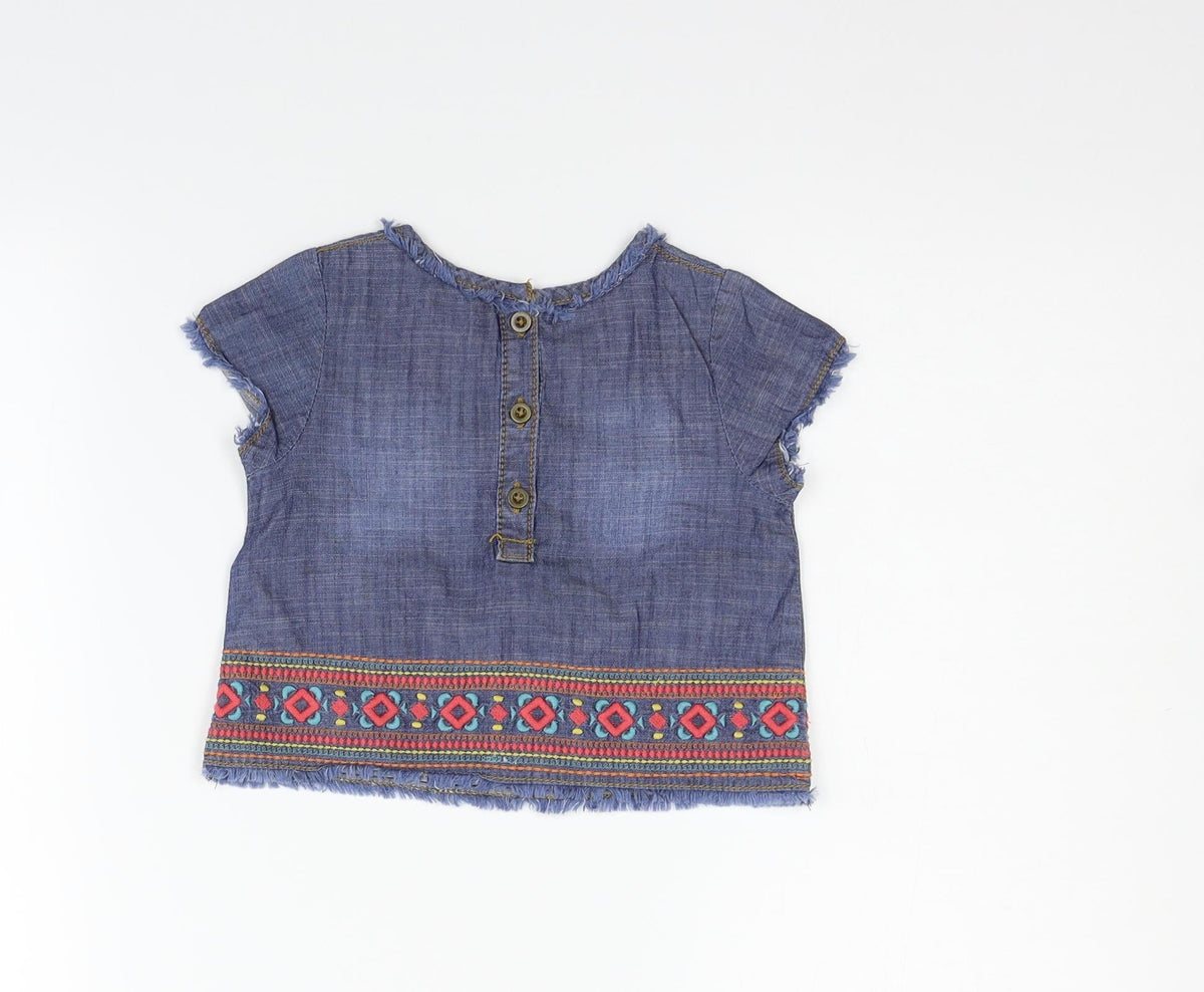 Back view of Matalan girls’ blue basic polo, size 12-18, months