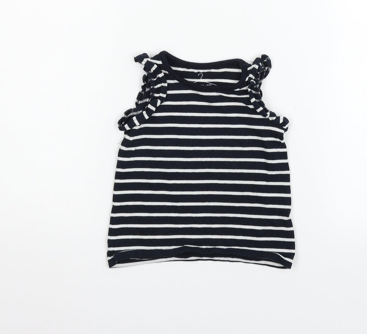 Additional front view of Next boys’ black striped basic tank, size 12-18, months