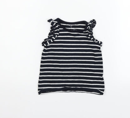 Additional front view of Next boys’ black striped basic tank, size 12-18, months