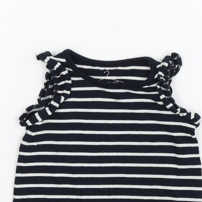 Close-up detail of Next boys’ black striped basic tank, size 12-18, months