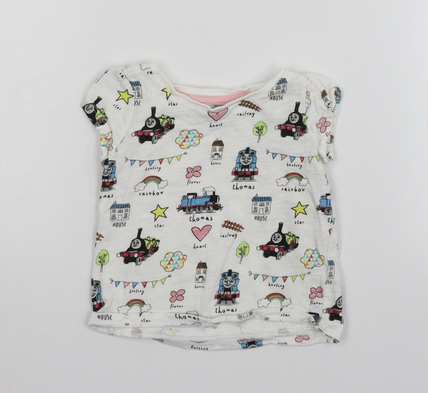 Nutmeg Girls White Geometric  Basic T-Shirt Size 12-18 Months
