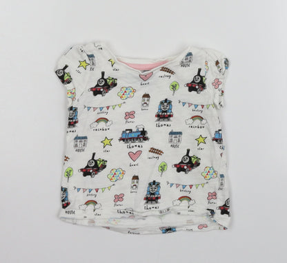 Nutmeg Girls White Geometric  Basic T-Shirt Size 12-18 Months