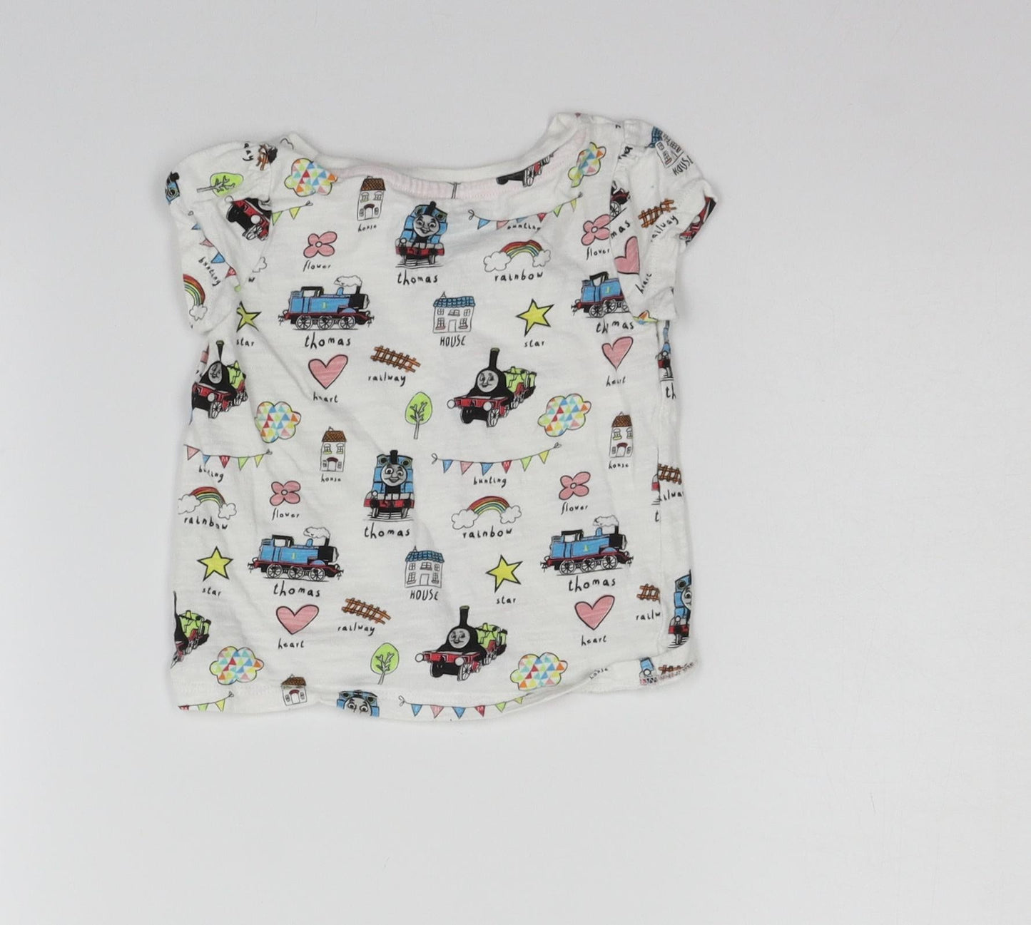 Nutmeg Girls White Geometric  Basic T-Shirt Size 12-18 Months