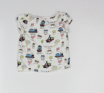 Nutmeg Girls White Geometric  Basic T-Shirt Size 12-18 Months