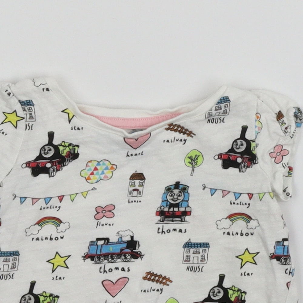Nutmeg Girls White Geometric  Basic T-Shirt Size 12-18 Months