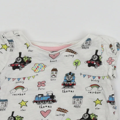 Nutmeg Girls White Geometric  Basic T-Shirt Size 12-18 Months