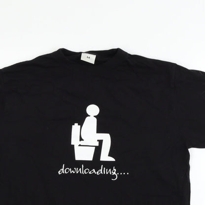 Womens UK Size M Preworn Black Basic T-Shirt