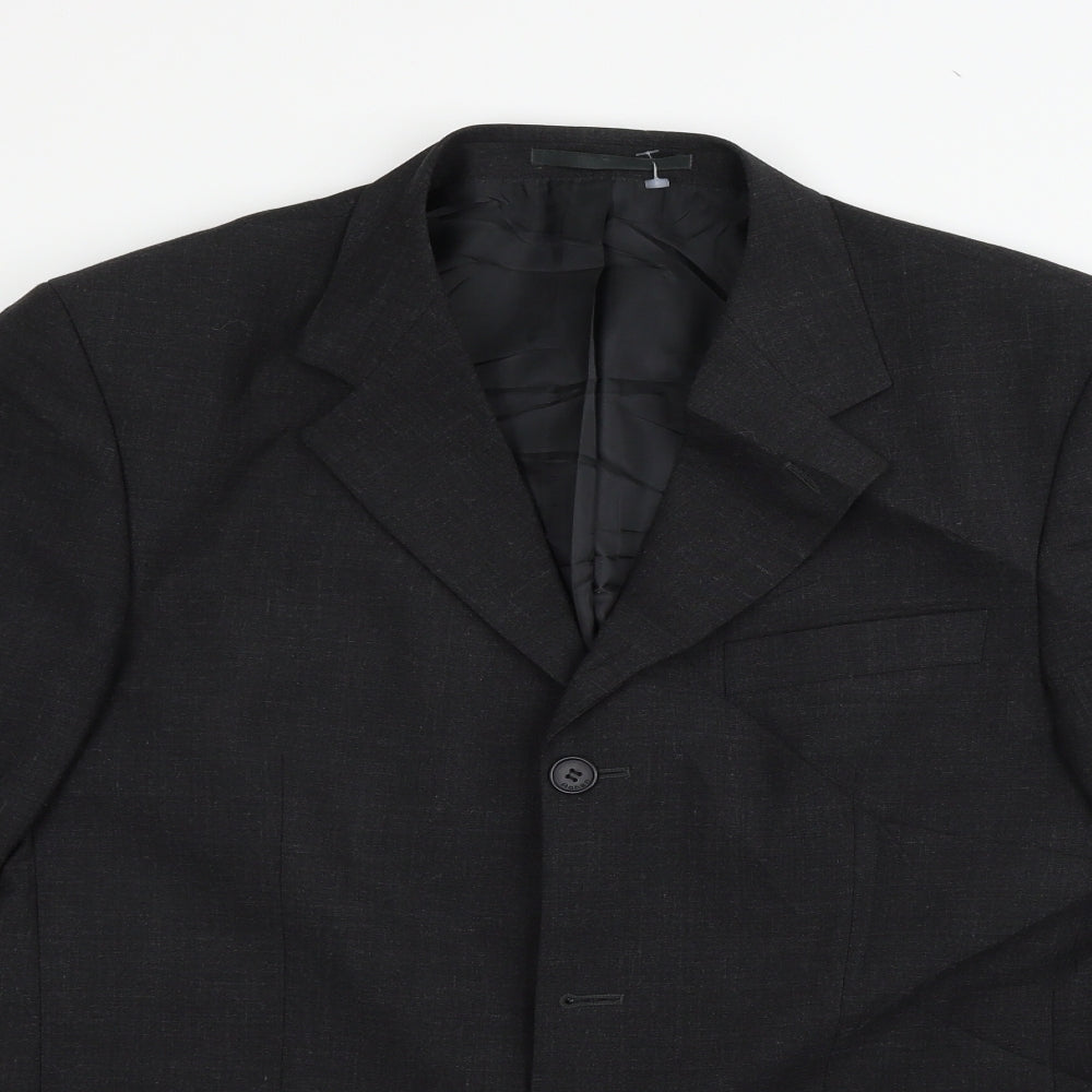 Close-up detail of Roman men’s black jacket blazer, size 38