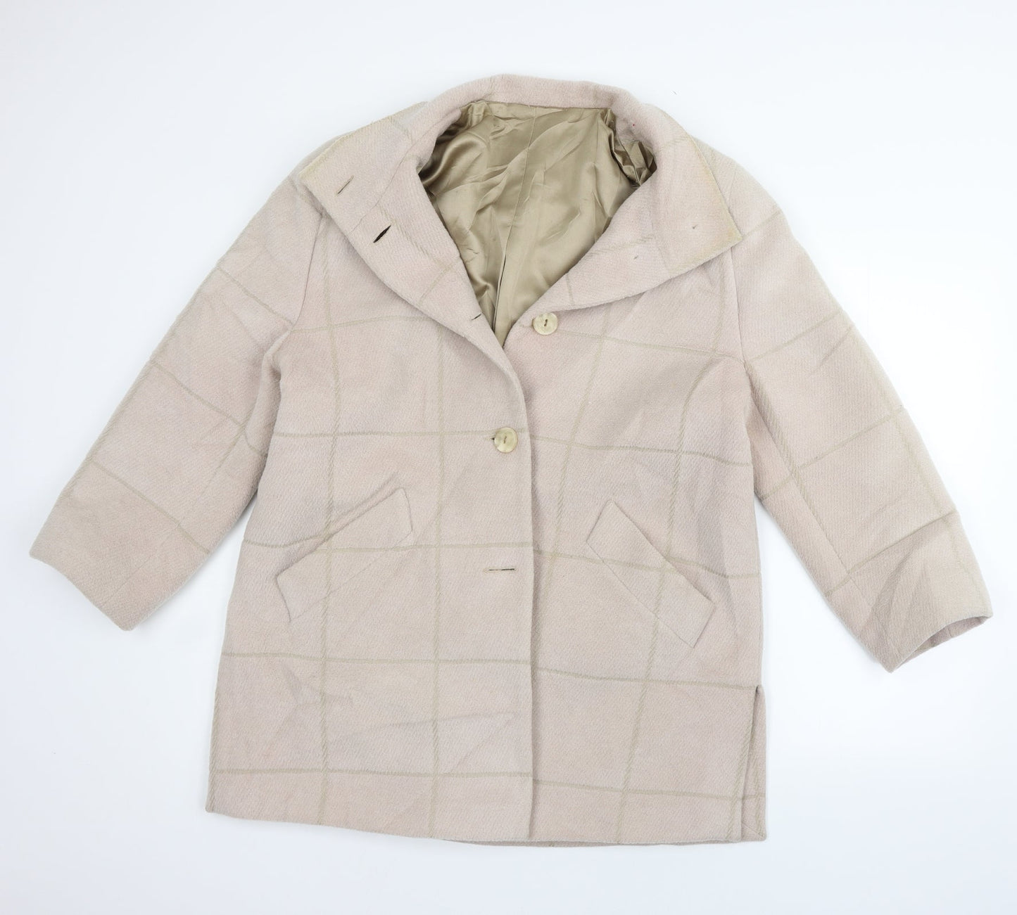 fashion  Womens Beige Check  Jacket Coat Size 14