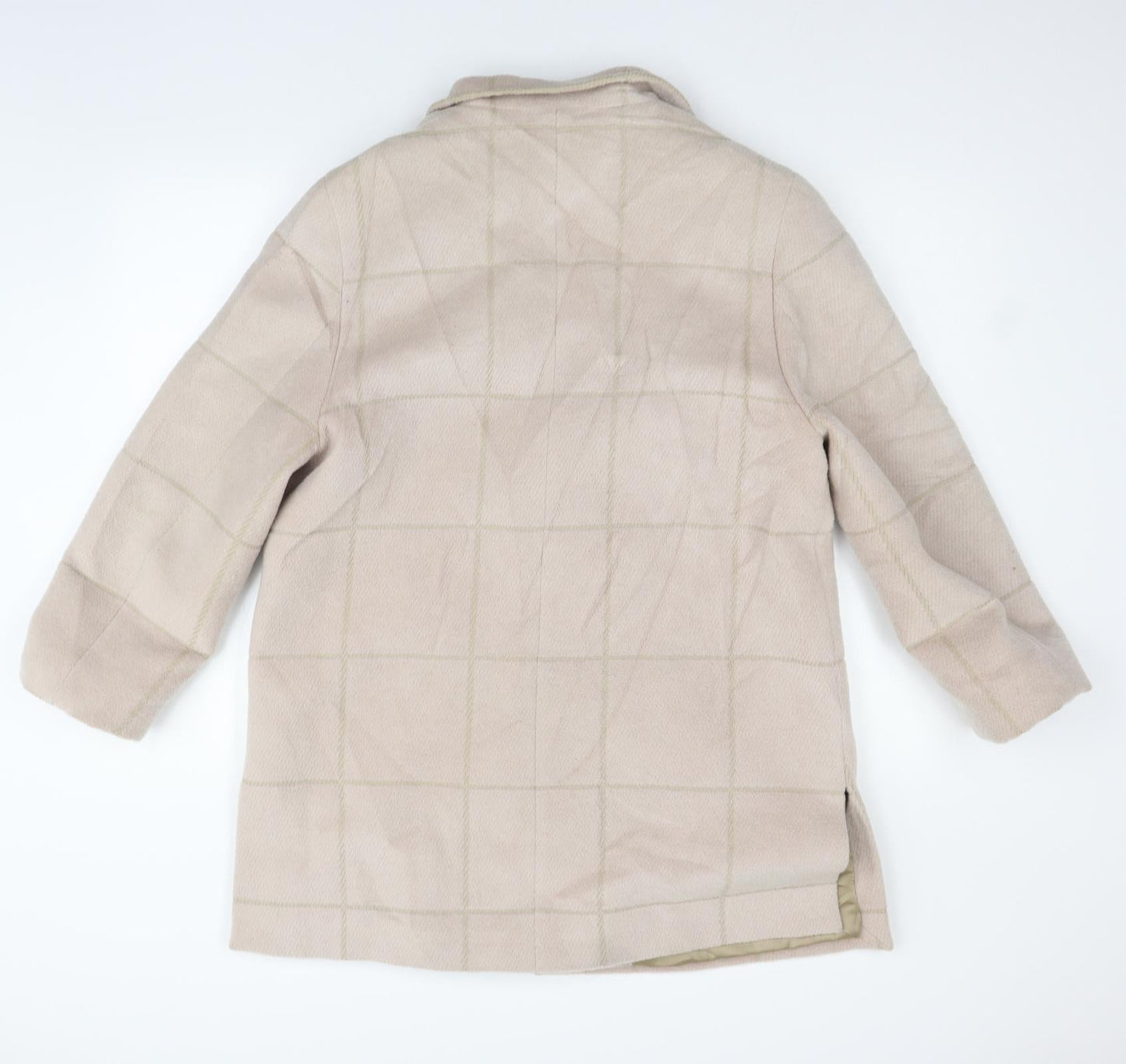 fashion  Womens Beige Check  Jacket Coat Size 14
